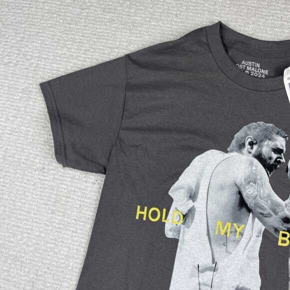 Post Malone Hold my Breath Grey Unisex S T-Shirt 2024 Austin Merch Distress NWT* - Picture 3 of 16
